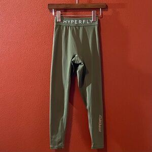 Hyperfly Women’s “You Can’t Teach Heart” Green Athletic Compression Gym Leggings